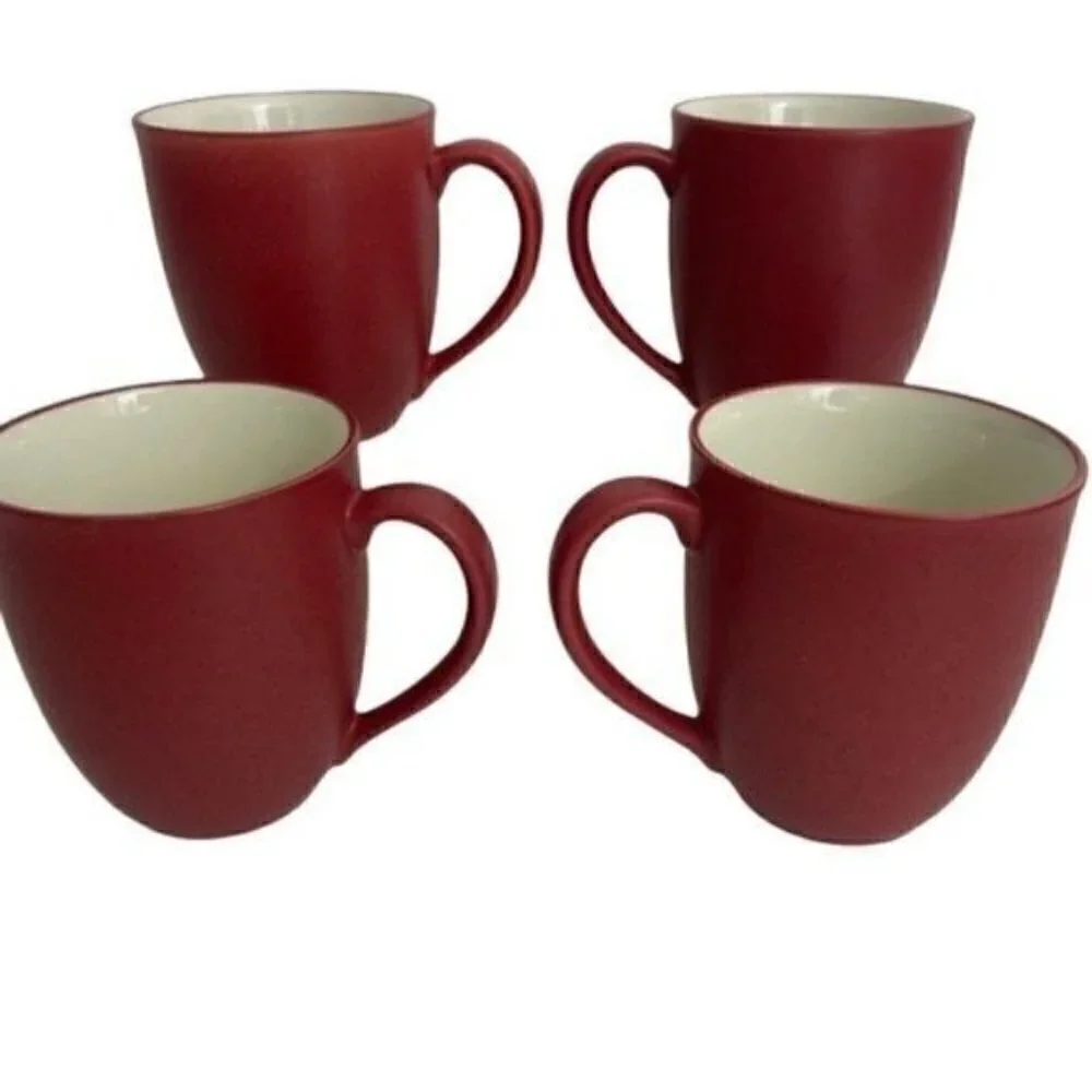 Noritake Colorwave Raspberry Stoneware 12 Oz Mugs - Set Of 4 # 8045Y